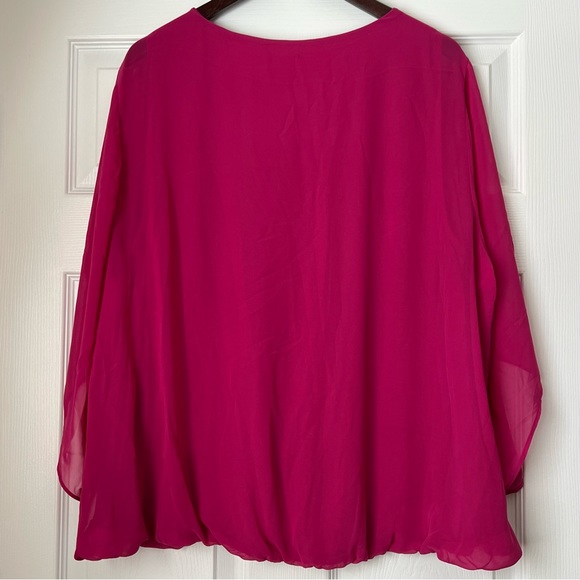 NEW! JM Collection Fuchsia Dressy Top Sz 3X - Picture 3 of 11